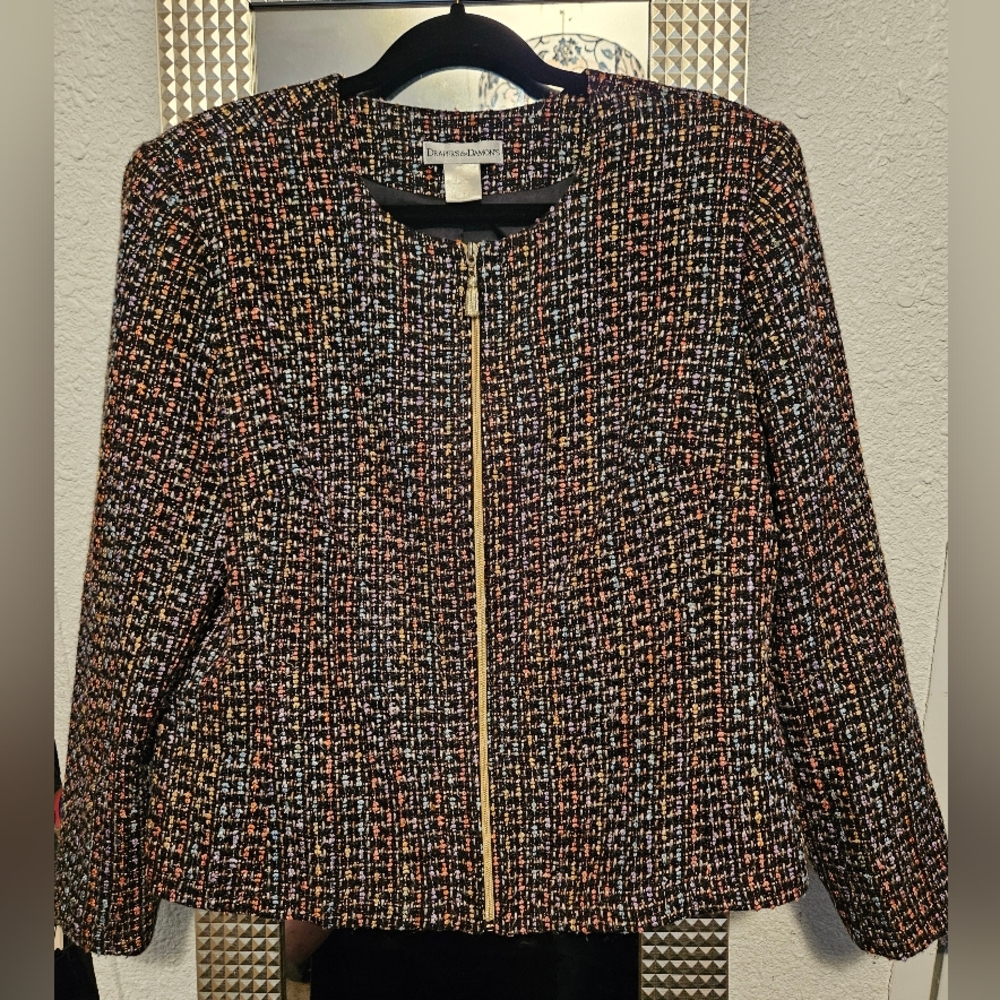 Drapers & Damons Multicolor Tweed Zip-up Blazer